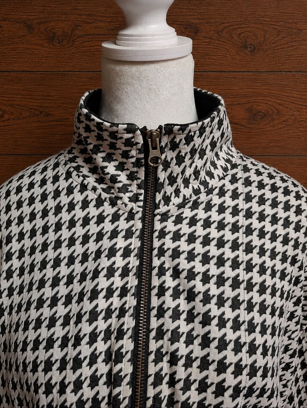 Chico's Travelers Black & White Houndstooth Zip Front Blazer Jacket Women Size 3 - Picture 5 of 16